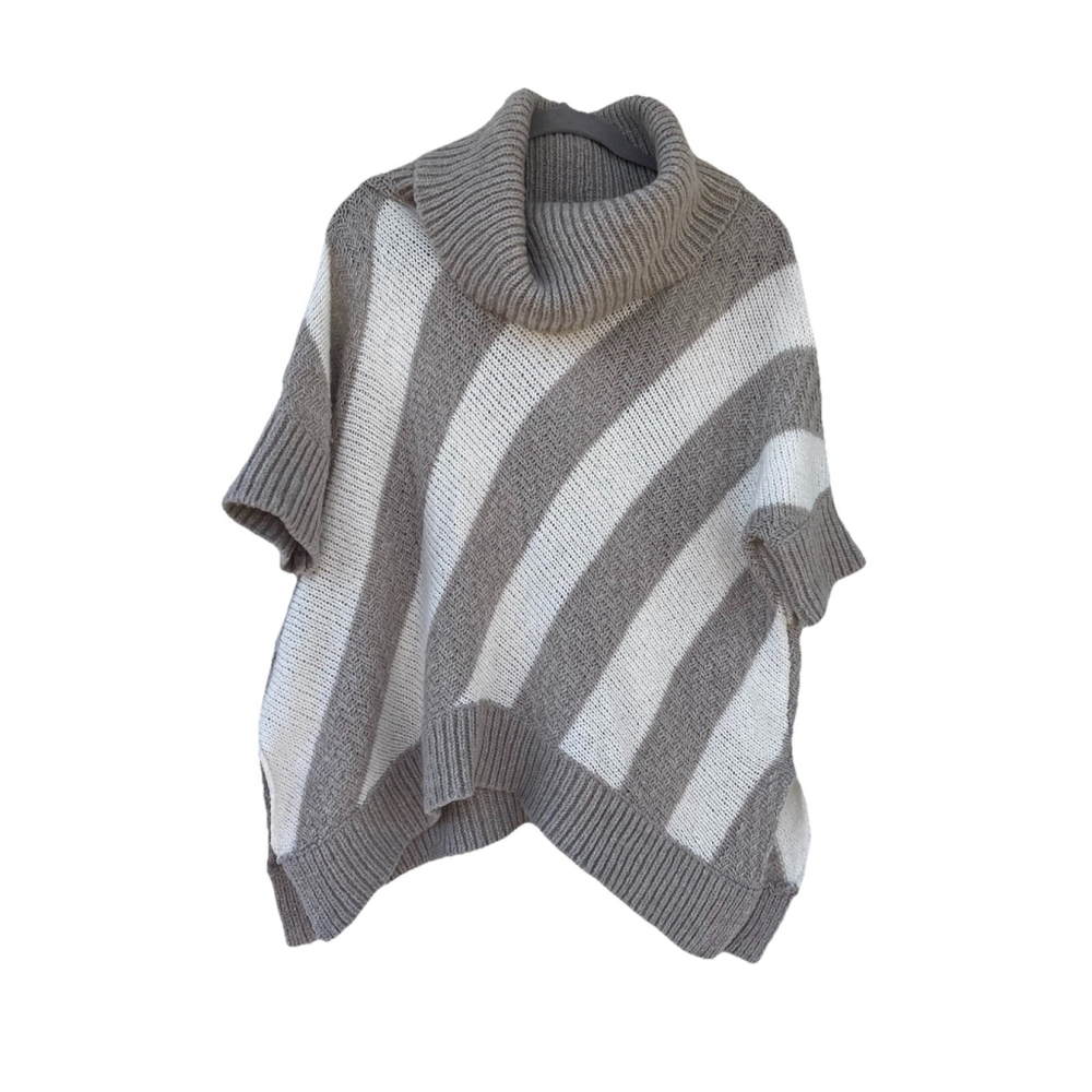 Old Navy Wool Blend Striped Cowl Neck Sweater Poncho size M/L | Cozy Knit - Picture 4 of 16